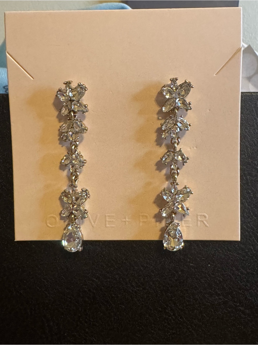 Olive + Piper Silver Crystal Drop Earrings